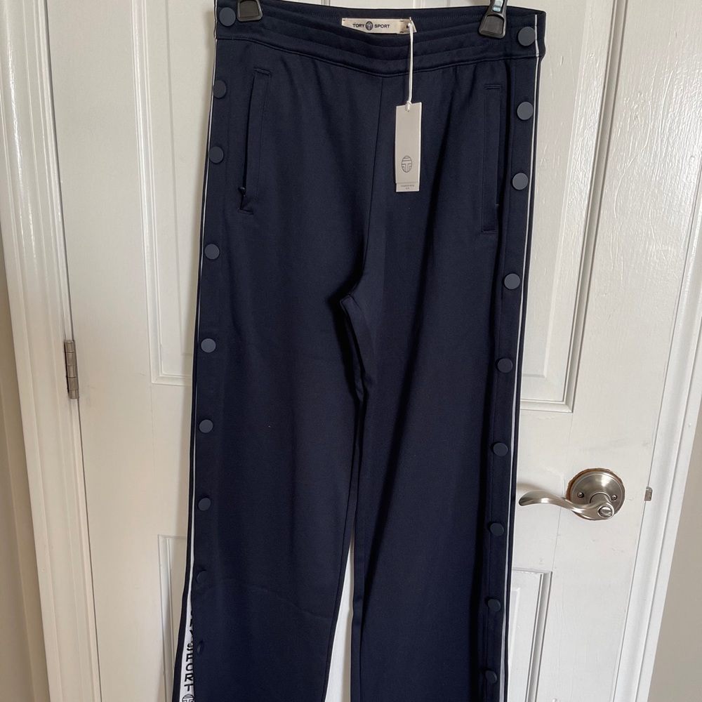 Tory Burch Sport Navy Blue Banner Tear Away Pants